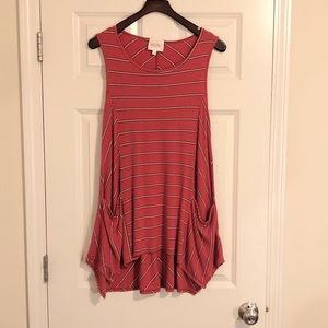 Red sleeveless striped Anthro tunic